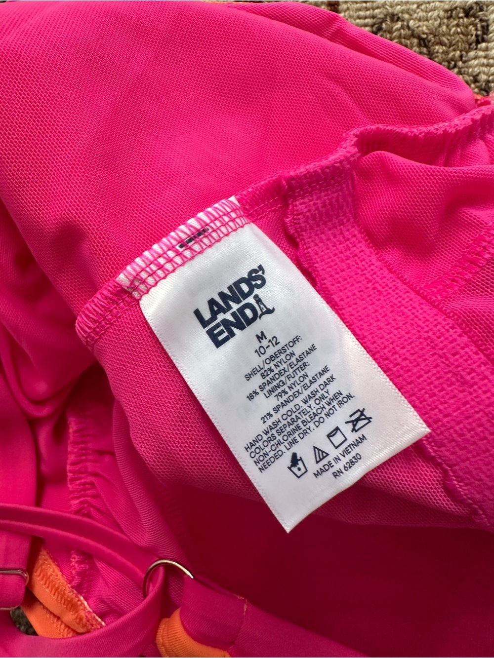 NWT Lands End Pink and Orange One Piece Swimsuit Sz M (10-12) - Picture 6 of 8